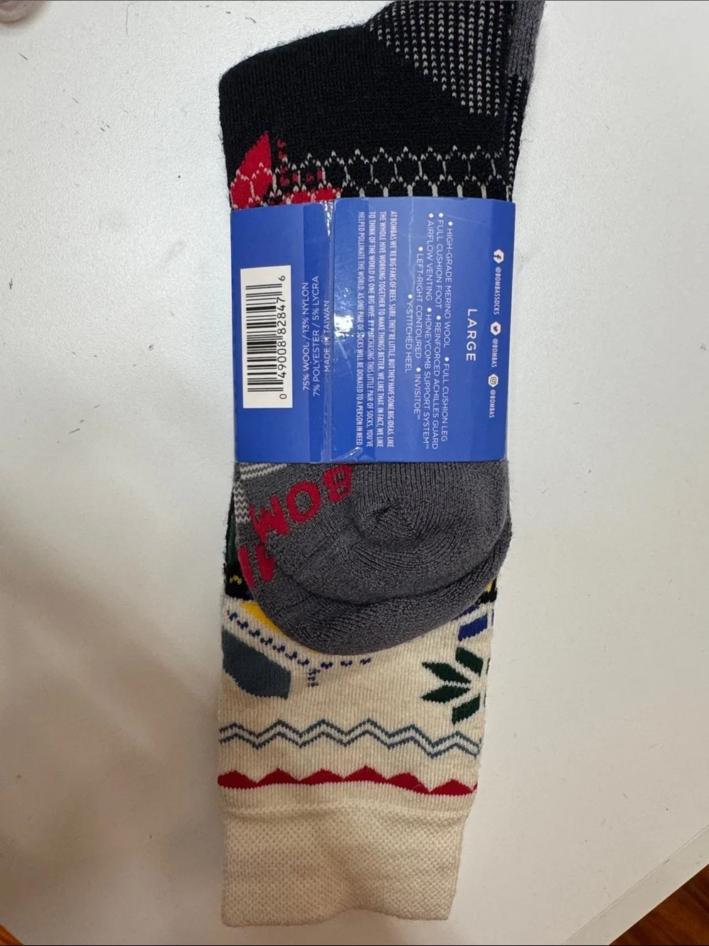 Bombas X Hannah Teter Crew Socks in Black, White, Yellow and Blue